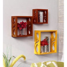 Wooden Square Nesting Floating Wall Shelves Set of 3 - WoodenTwist