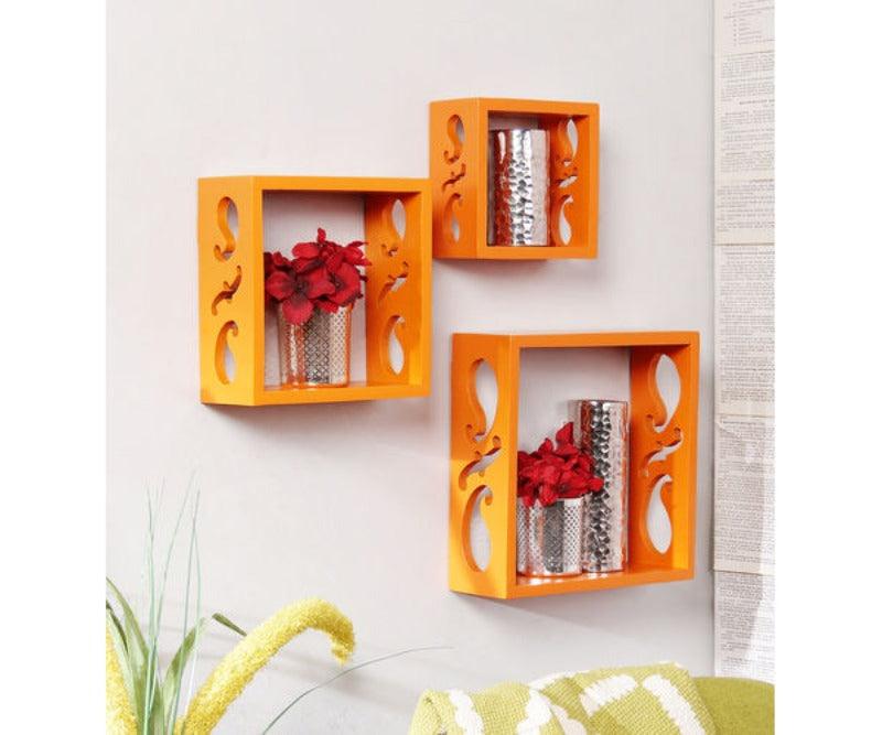 Wooden Square Nesting Floating Wall Shelves Set of 3 - WoodenTwist