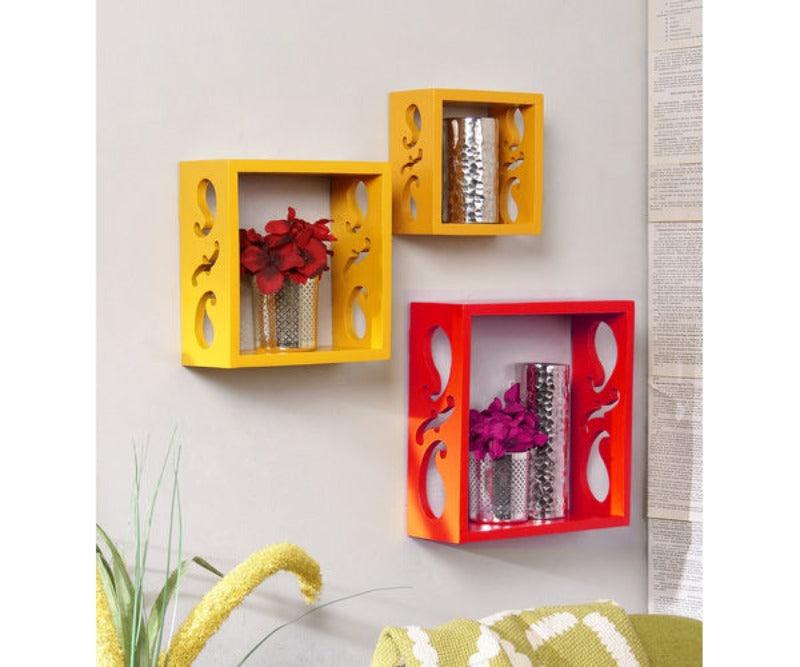 Wooden Square Nesting Floating Wall Shelves Set of 3 - WoodenTwist