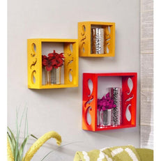 Wooden Square Nesting Floating Wall Shelves Set of 3 - WoodenTwist