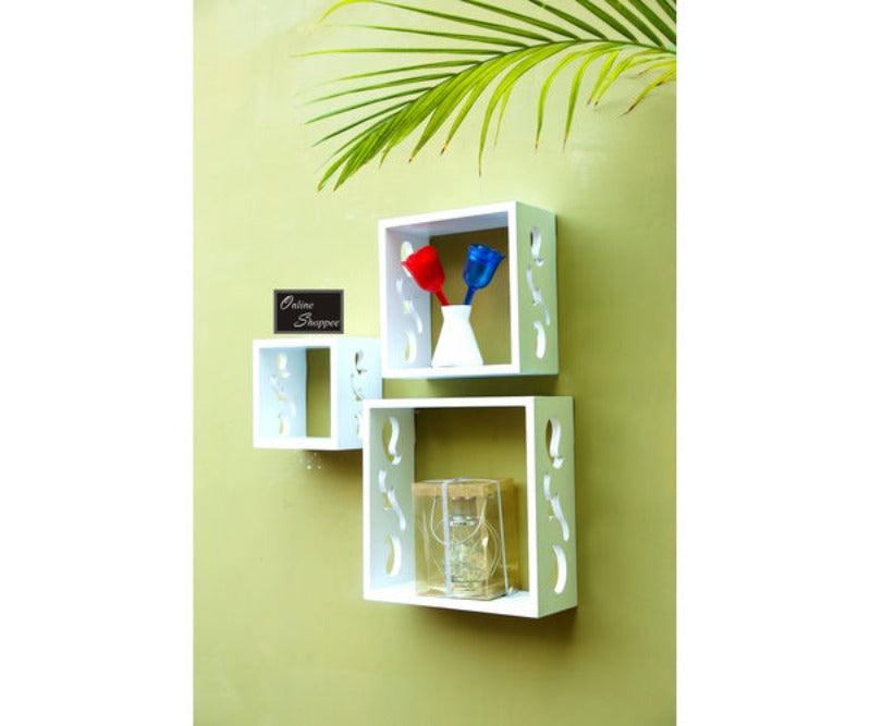 Wooden Square Nesting Floating Wall Shelves Set of 3 - WoodenTwist