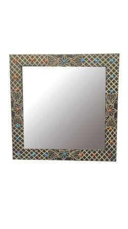 Wooden Decorative Wall Mirror Square Shape (Black) - WoodenTwist