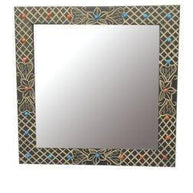 Wooden Decorative Wall Mirror Square Shape (Black) - WoodenTwist