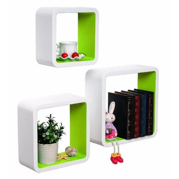 Wooden Artesania Cube Floating Wall Shelves Set of 3 - WoodenTwist