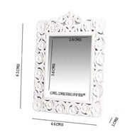 Wooden Carved Mirror - White - WoodenTwist