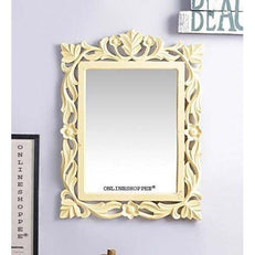 Wooden Carved Mirror - Yellow - WoodenTwist
