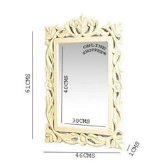 Wooden Carved Mirror - Yellow - WoodenTwist