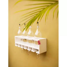 Unique Wooden Bottle Rack, 4 Bottles Holder Wall Shelves - WoodenTwist