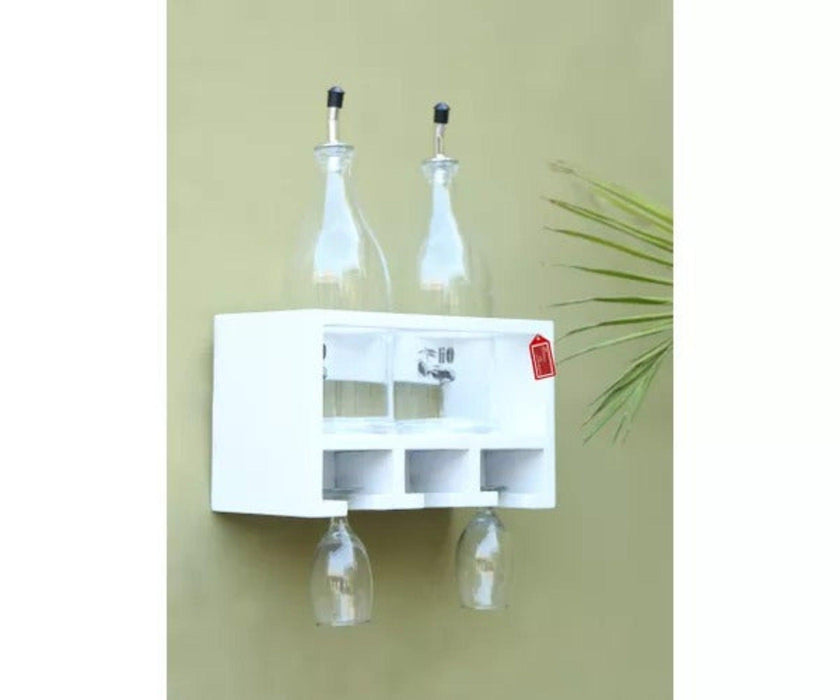 Unique Wooden Bottle Rack, 2 Bottles Holder Wall Shelves - WoodenTwist