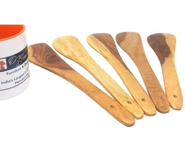 Wooden Nonstick Makhan Palta Spoons Set of 5, front view