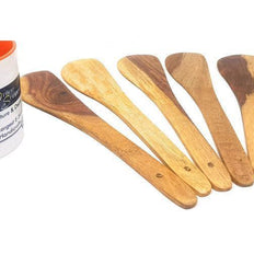 Wooden Nonstick Makhan Palta Spoons Set of 5, front view