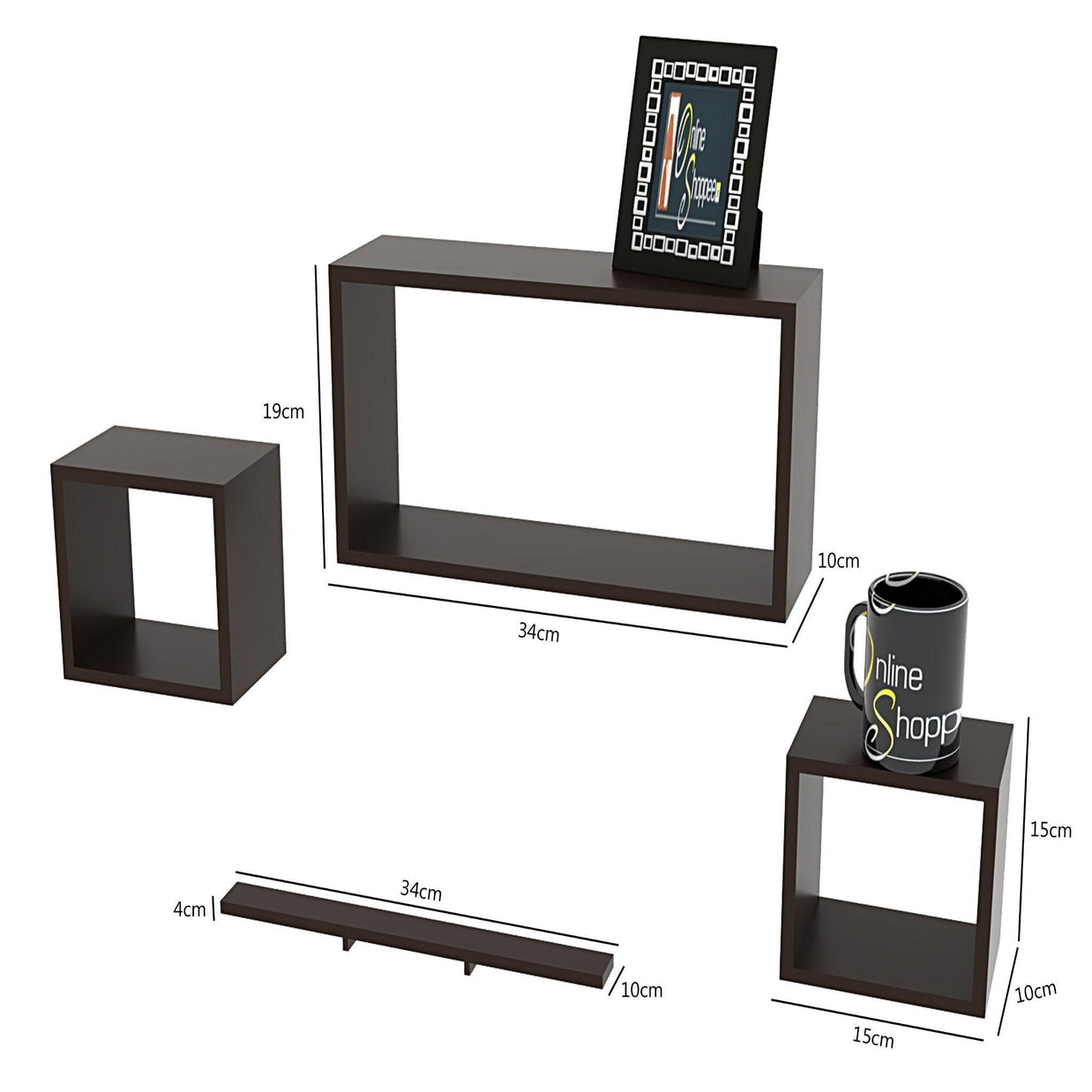 Rafuf Wooden Floating Wall Shelf with 4 Shelves - WoodenTwist