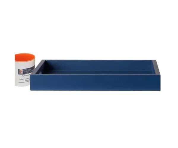 MDF wood serving tray with snacks and beverages