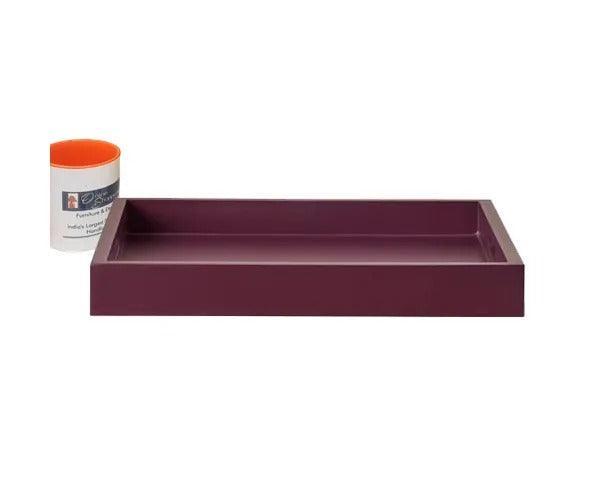 MDF wood serving tray on living room coffee table