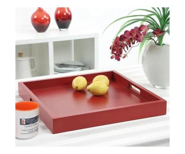 MDF wood tea and coffee serving tray - angled view