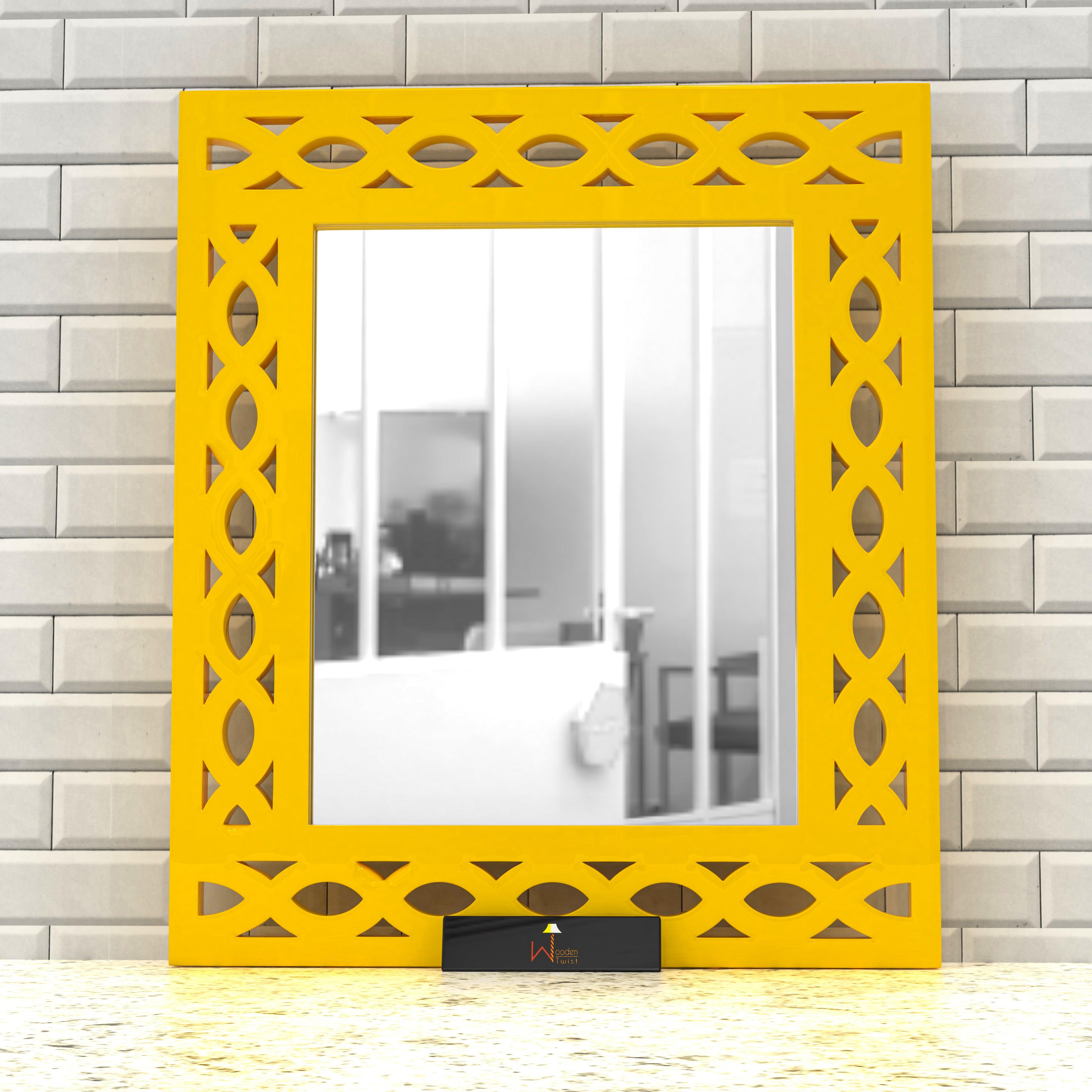 Modern Decorative Wooden Wall Mirror Bathroom Mirror - WoodenTwist