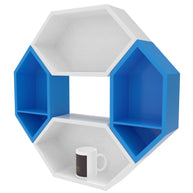 Wooden Pared Hexagon Floating Wall Shelf with 4 Shelves - WoodenTwist