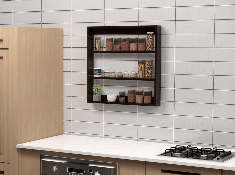 Big Wooden Kitchen Wall Shelf Rack Multi-Function Shelf (Brown) - WoodenTwist