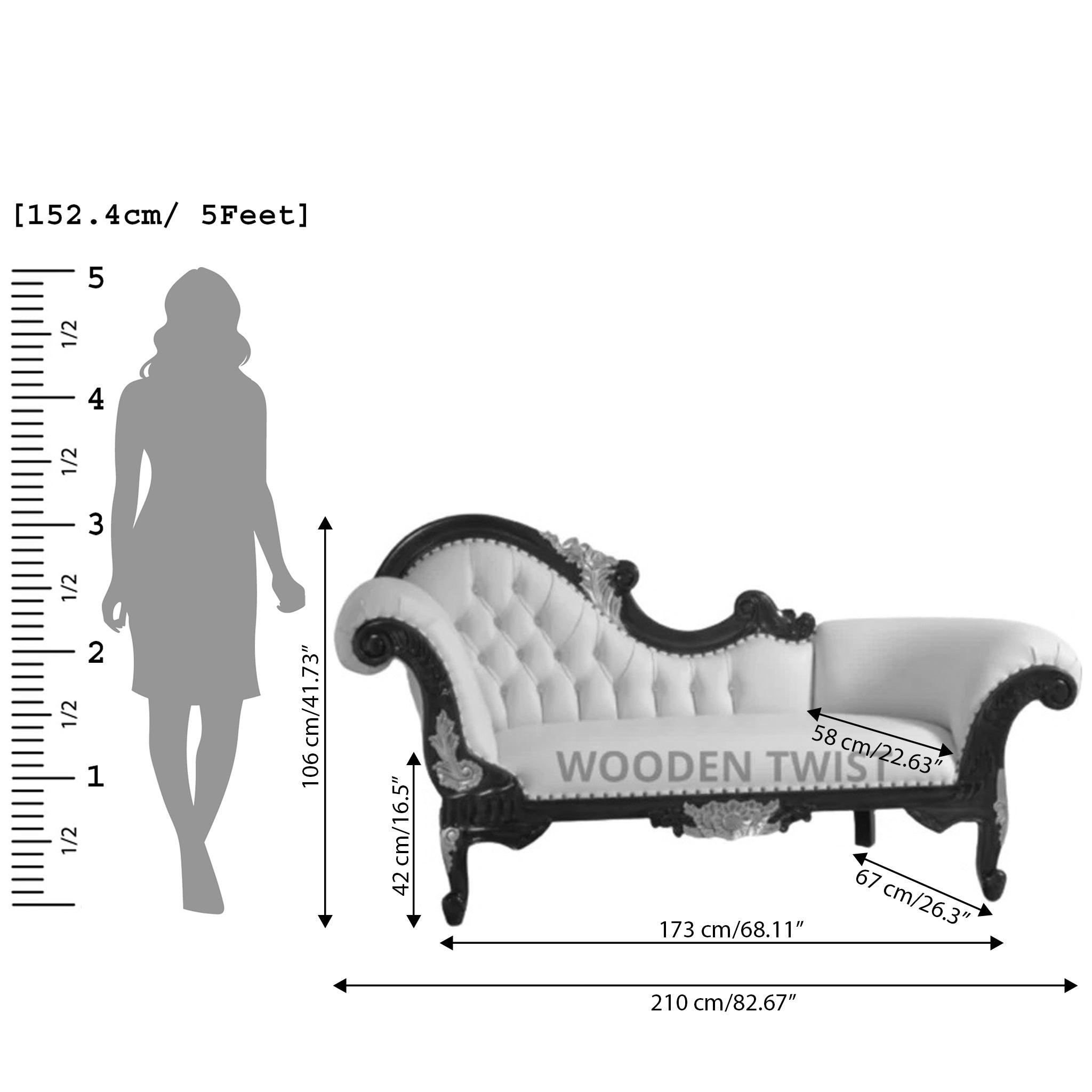 Radiant Teak Wood Handcrafted Deewan Chaise Lounge (Honey Finish Couch) - WoodenTwist