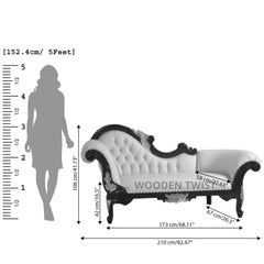 Wooden Lounge 3 Seater, Couch Chaise Deewan - WoodenTwist