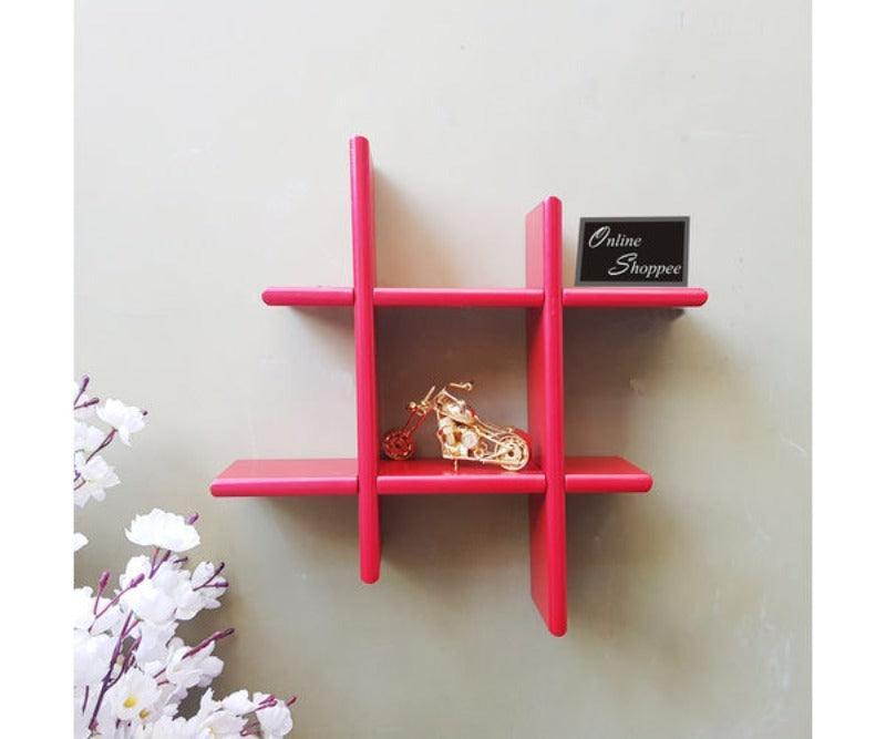 Criss Cross Floating Wall Shelf for living room and bedroom - WoodenTwist