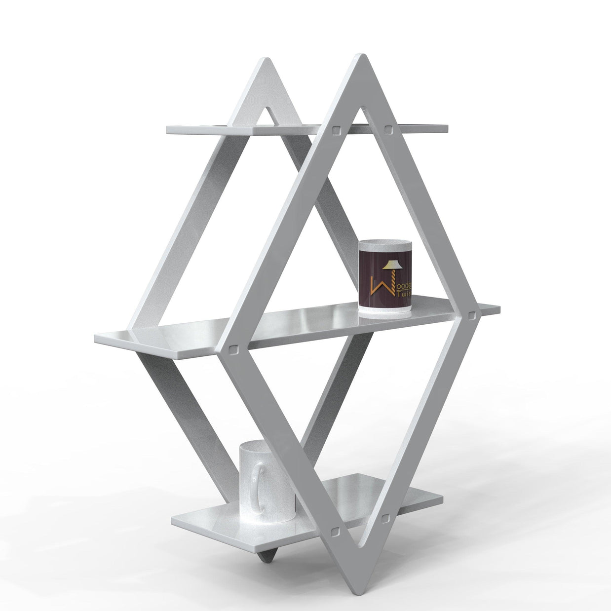 Rhombus Floating Wall Shelf for Living Room - side view