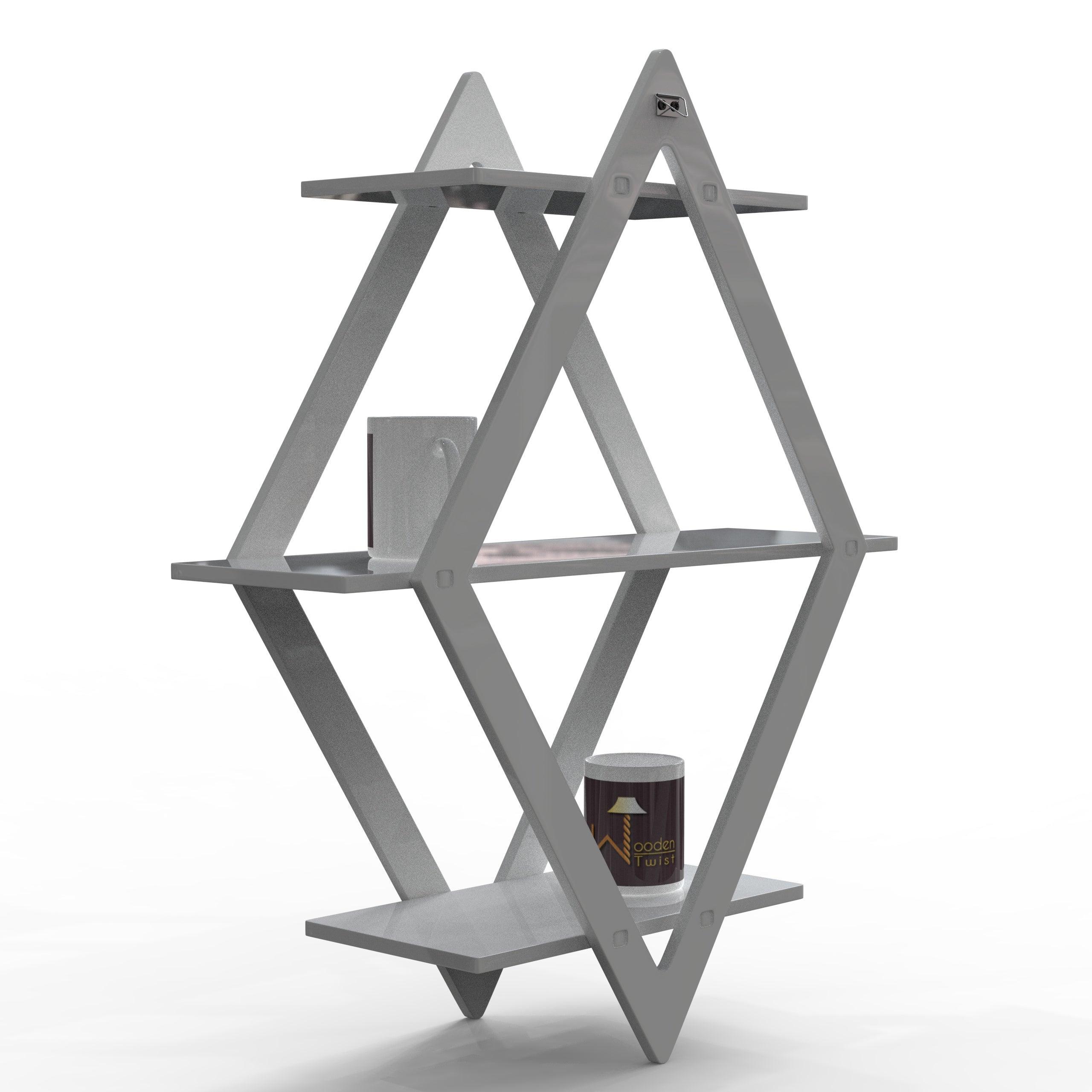 Rhombus Floating Wall Shelf for Living Room - close-up