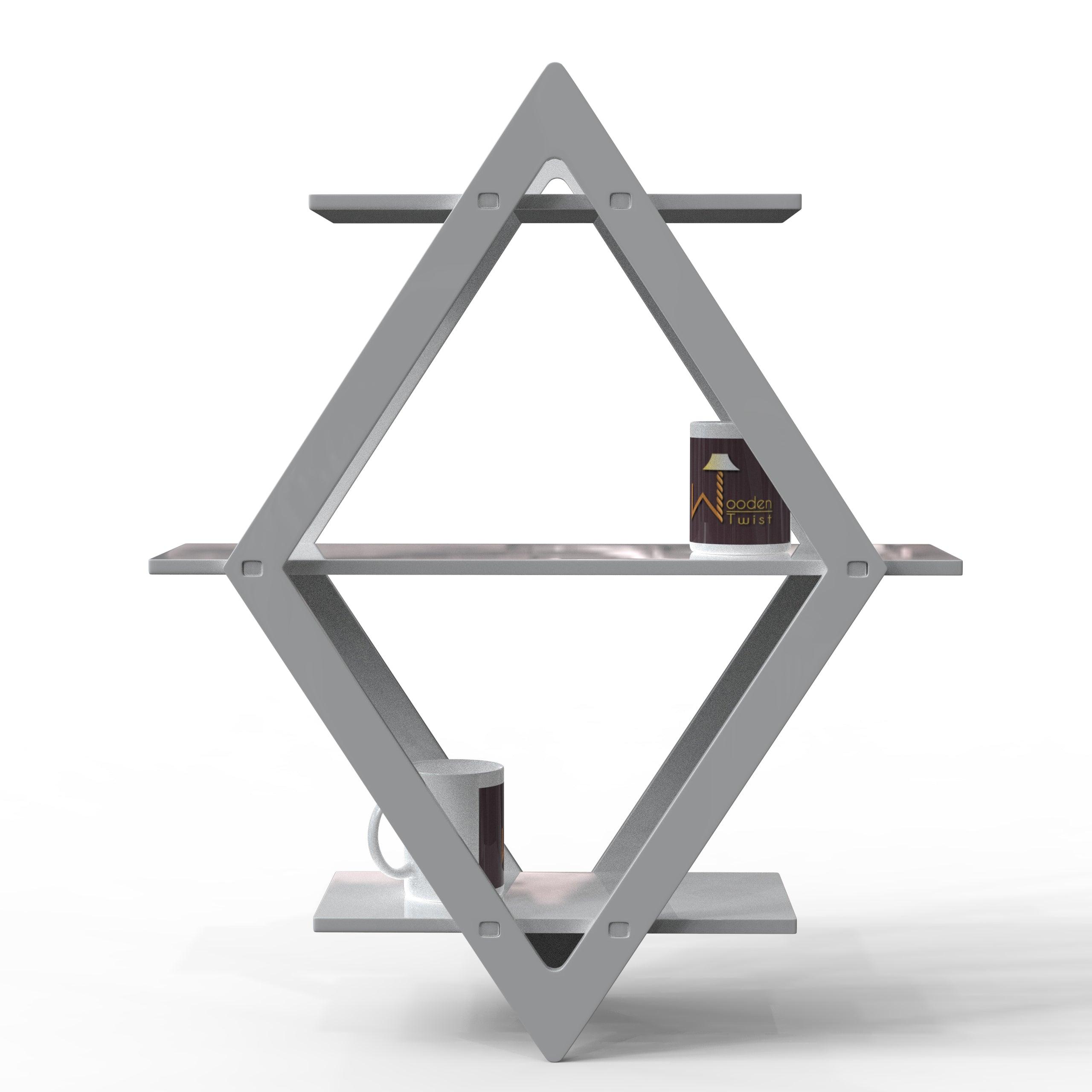 Rhombus Shelf Floating Wall Shelf For Living Room - WoodenTwist