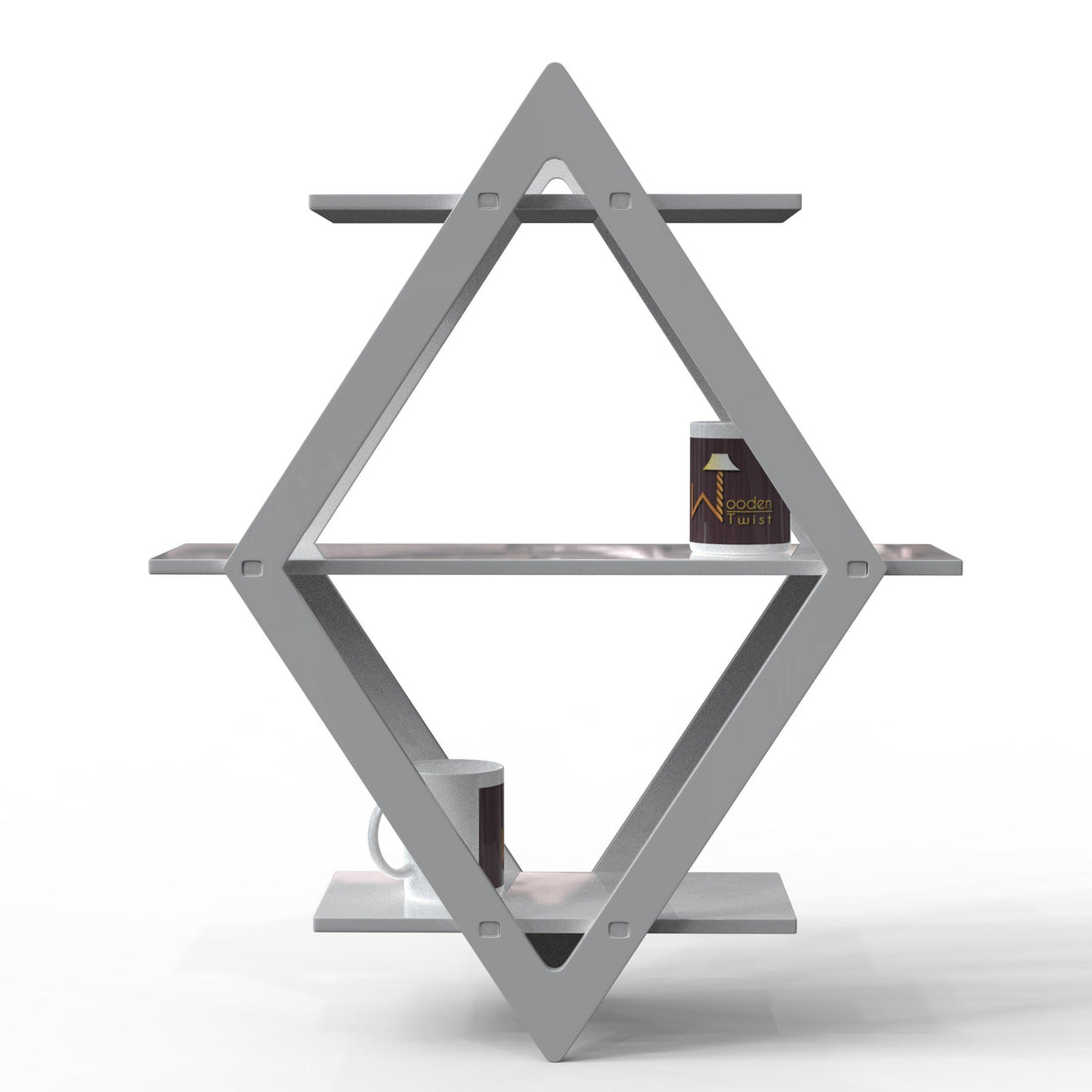 Rhombus Floating Wall Shelf for Living Room - front view
