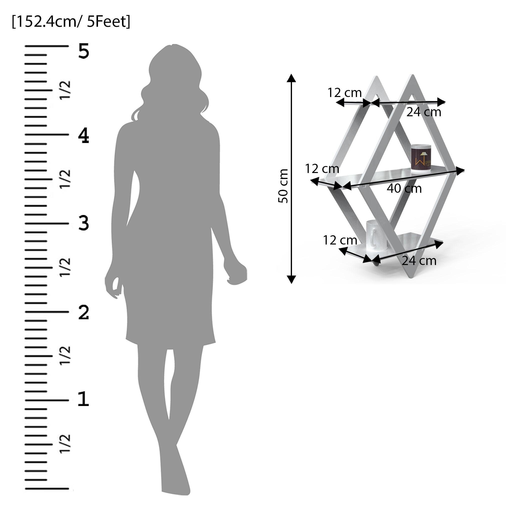 Rhombus Floating Wall Shelf for Living Room - dimensions diagram