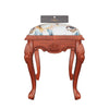 Graceful Hand Carved Teak Wood Stool in Premium Fabric