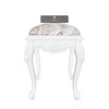 Elegant Hand Carved Teak Wood Stool in Premium Fabric