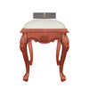 Lush Hand Carved Teak Wood Stool in Premium Fabric