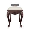 Lush Hand Carved Teak Wood Stool in Premium Fabric