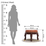Foot Stool Round Ottoman Mid Century Foot Rest Cushion for Living Room - WoodenTwist