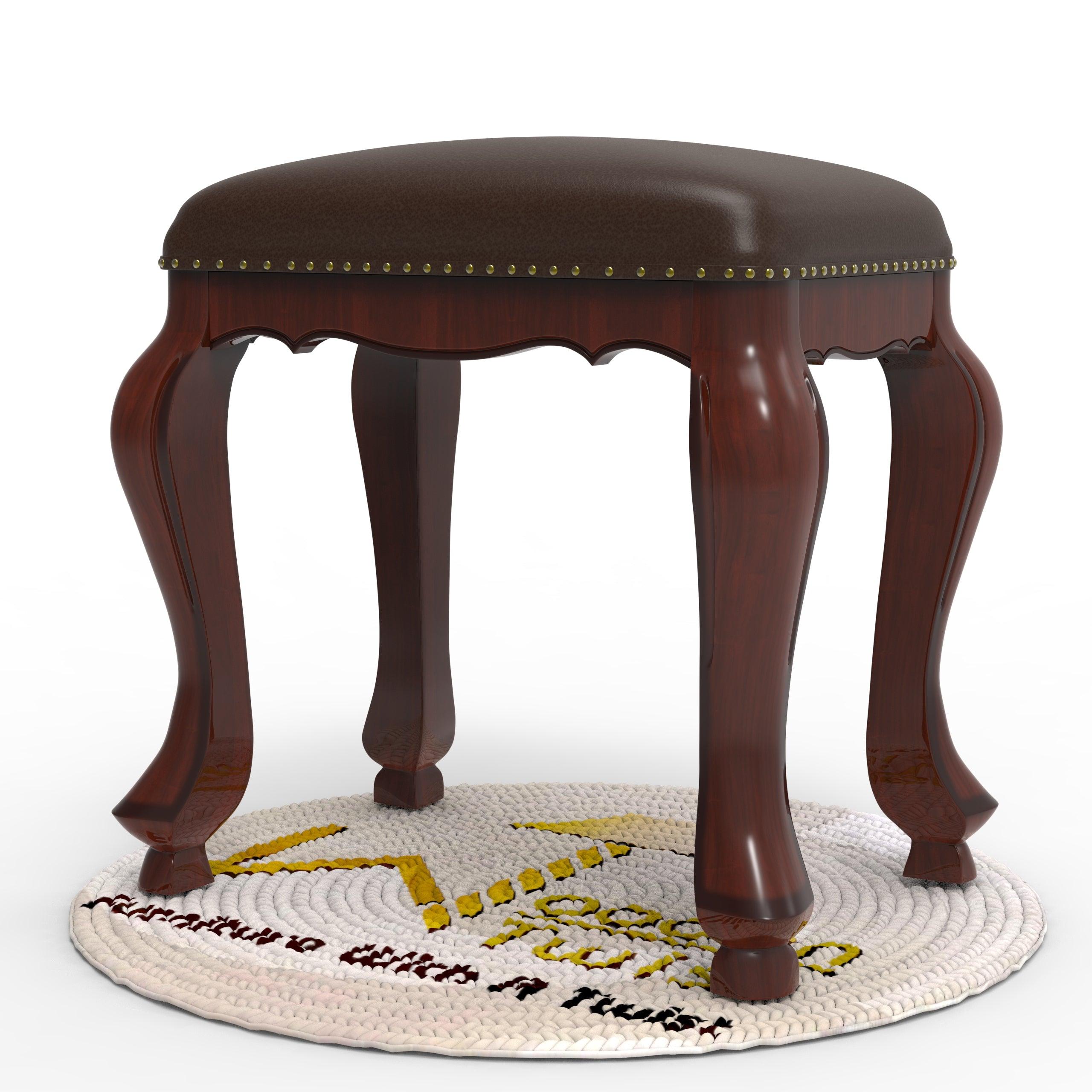 Hand Carved Teak Wood Stool - WoodenTwist