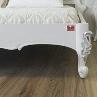 Super King Size Teak Wood Bed Hand Carved with Cushioned Design - WoodenTwist