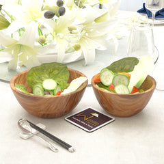 Elegant Acacia Wood Salad Bowls Set of 2 - WoodenTwist