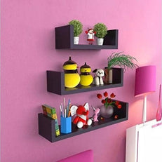 Wooden Handicraft Wall Decor Designer Wall Shelf Pack of 3 - WoodenTwist