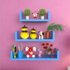 Wooden Handicraft Wall Decor Designer Wall Shelf Pack of 3 - WoodenTwist