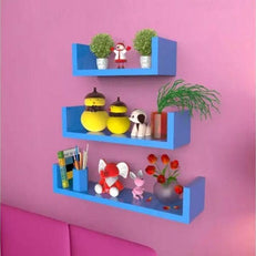 Wooden Handicraft Wall Decor Designer Wall Shelf Pack of 3 - WoodenTwist