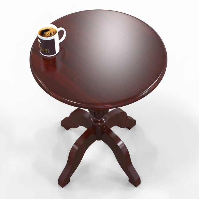 Teak Wood Round Carved Table Corner Side Table - WoodenTwist