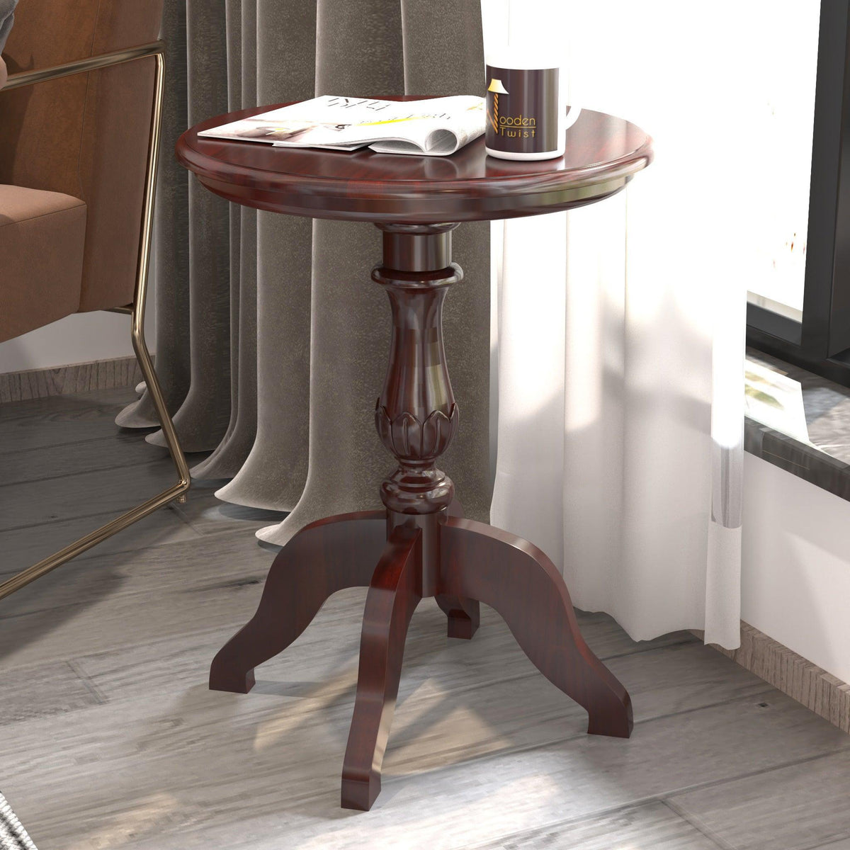 A Hand-Carved Teak Wood Corner Table