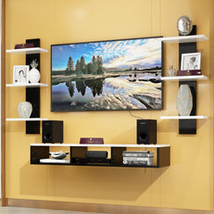 Wooden Wall Mounted TV Unit, Cabinet, with TV Stand Unit Wall Shelf for Living Room - WoodenTwist