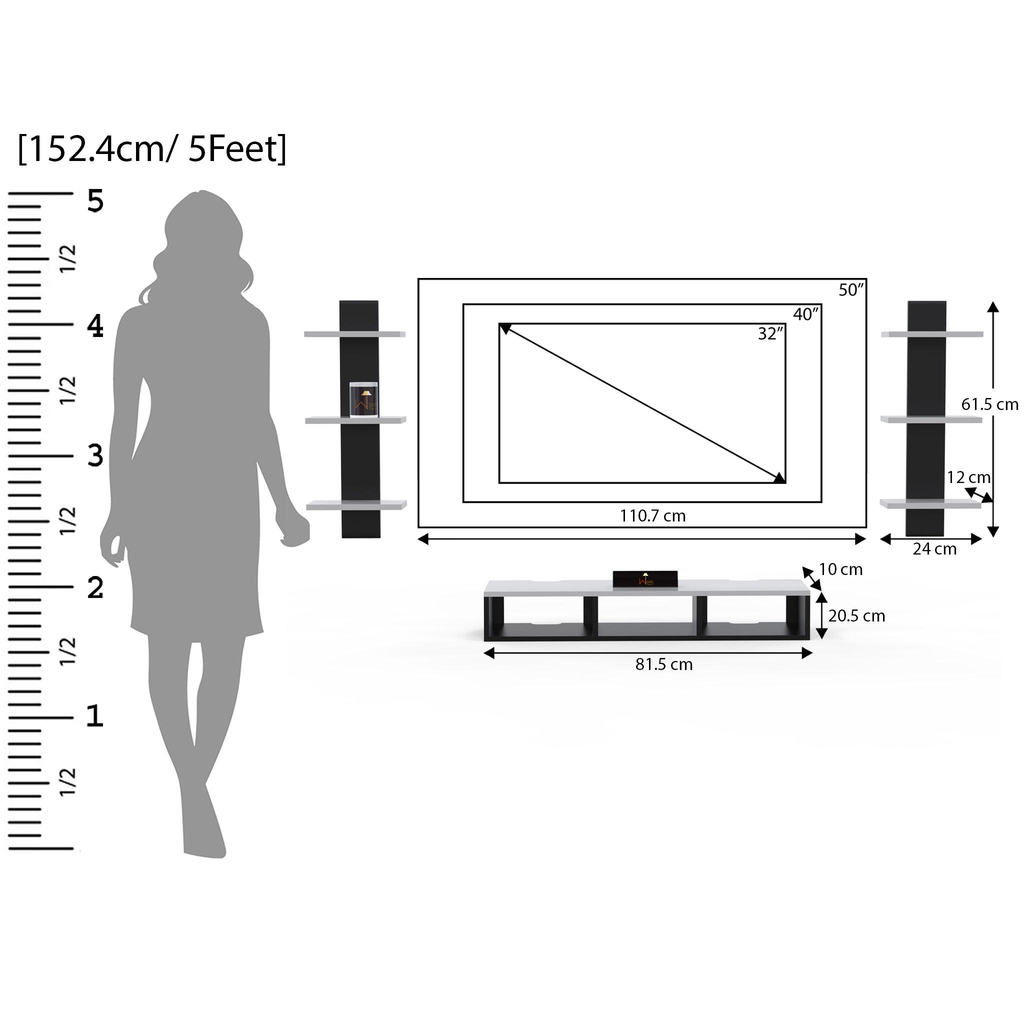 Wooden Wall Mounted TV Unit, Cabinet, with TV Stand Unit Wall Shelf for Living Room - WoodenTwist