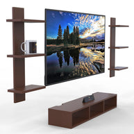 Wooden Wall Mounted TV Unit, Cabinet, with TV Stand Unit Wall Shelf for Living Room - WoodenTwist