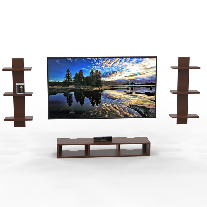 Wooden Wall Mounted TV Unit, Cabinet, with TV Stand Unit Wall Shelf for Living Room - WoodenTwist