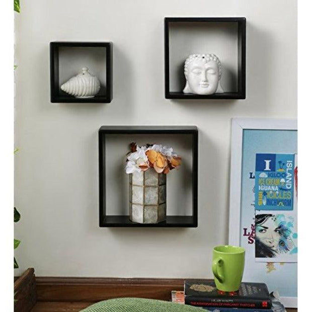 Square Nesting Wooden Floating Wall Shelves Set of 3 - WoodenTwist