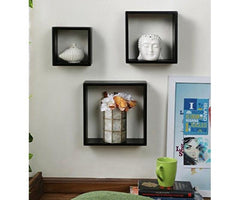 Square Nesting Wooden Floating Wall Shelves Set of 3 - WoodenTwist