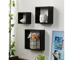 Square Nesting Wooden Floating Wall Shelves Set of 3 - WoodenTwist